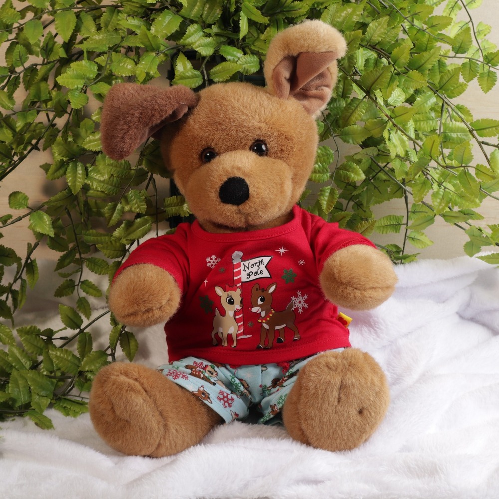 Build A Bear Plush Dog Rudolph Red Nosed Reindeer Christmas Pajamas Outfit BAB